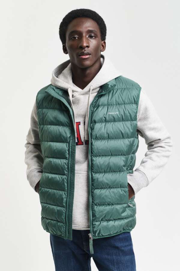 MELLÉNY GANT LIGHT DOWN VEST WOODY GREEN