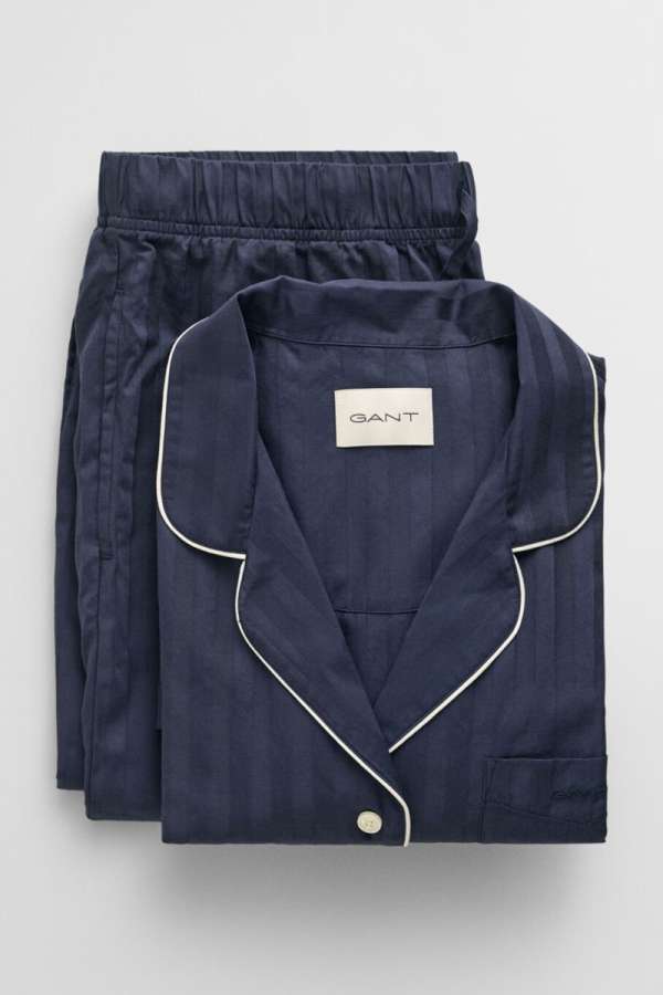 PIZSAMA GANT SATIN STRIPE PAJAMA SET GB EVENING BLUE