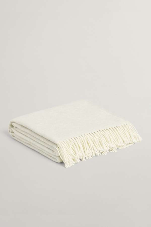 TAKARÓ GANT LOGO THROW 130X180 WHITE SAND