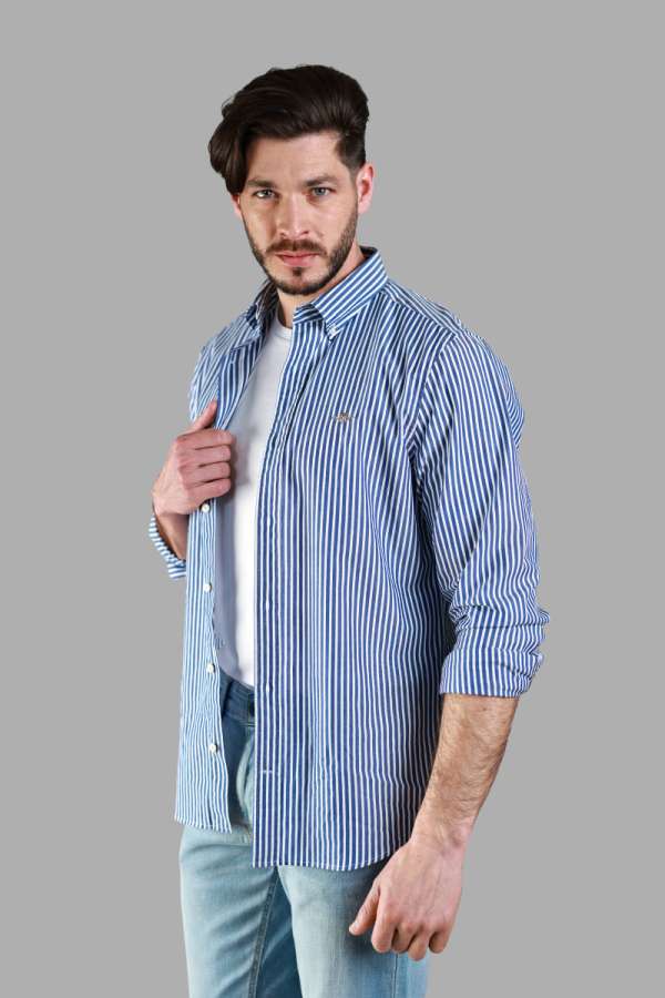 ING GANT LIM CLAIC POPLIN TRIPE HIRT COLLEGE BLUE
