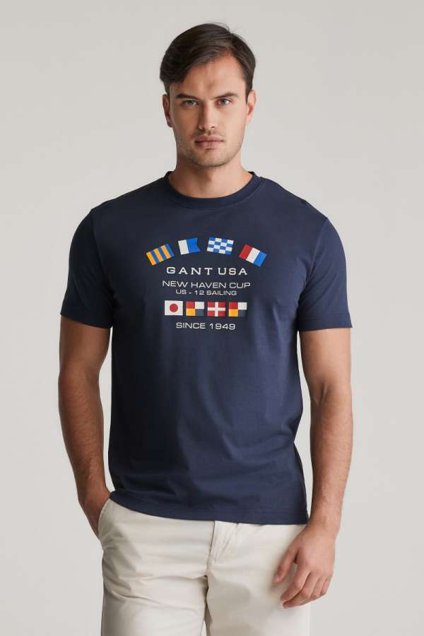 PÓLÓ GANT GRAPHIC  T-HIRT EVENING BLUE