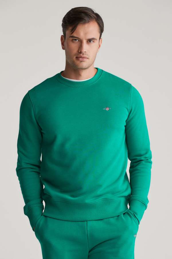 ELEGÍTŐFELSŐ GANT REG SHIELD C-NECK SWEAT DEEP GREEN