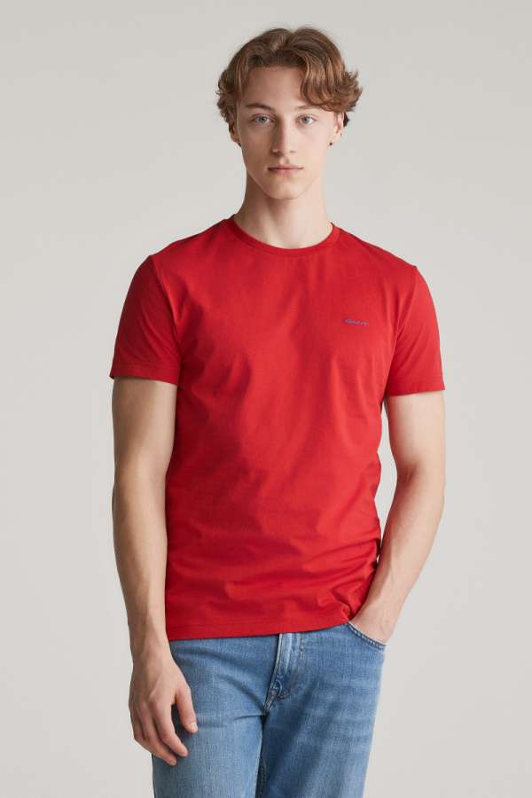 PÓLÓ GANT CONTRAST LOGO SS T-SHIRT RUBY RED