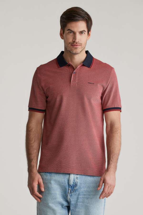 PÓLÓ GANT 4-COL OXFORD SS PIQUE RUBY RED