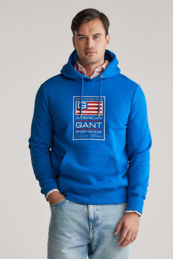 ELEGÍTŐFELSŐ GANT GRAPHIC SWEAT HOODIE LAPIS BLUE