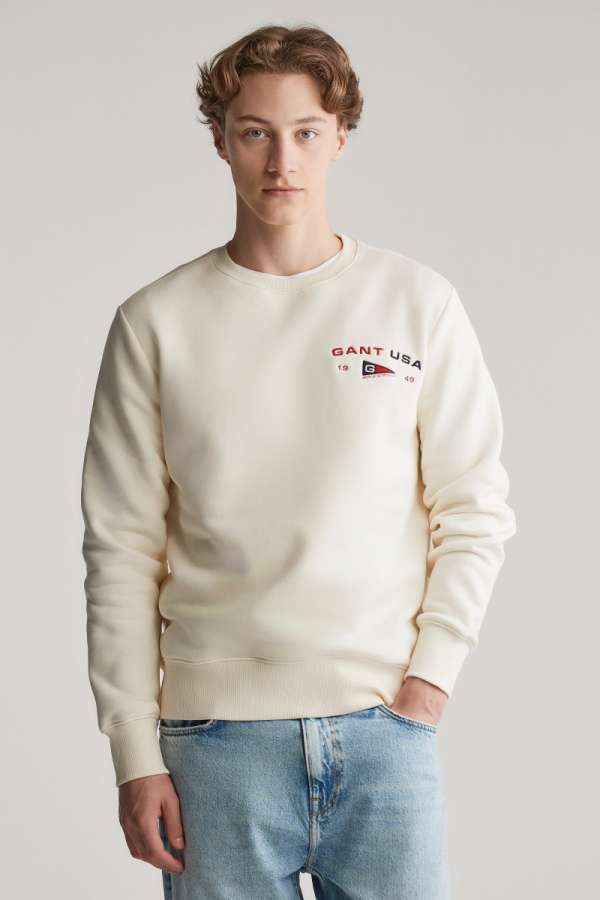 ELEGÍTŐFELSŐ GANT GRAPHIC C-NECK CREA