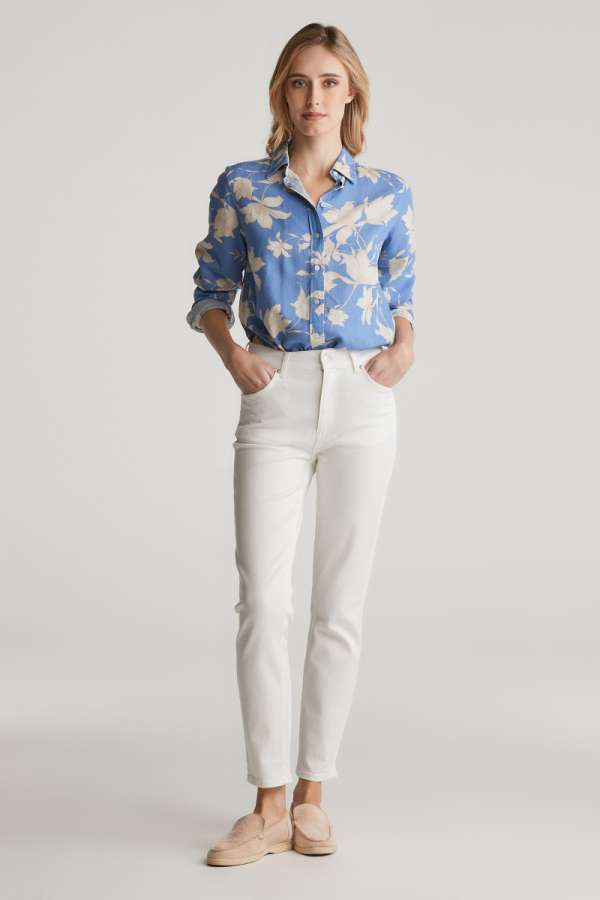 FARMER GANT SLIM CROPPED WHITE JEANS EGGSHELL