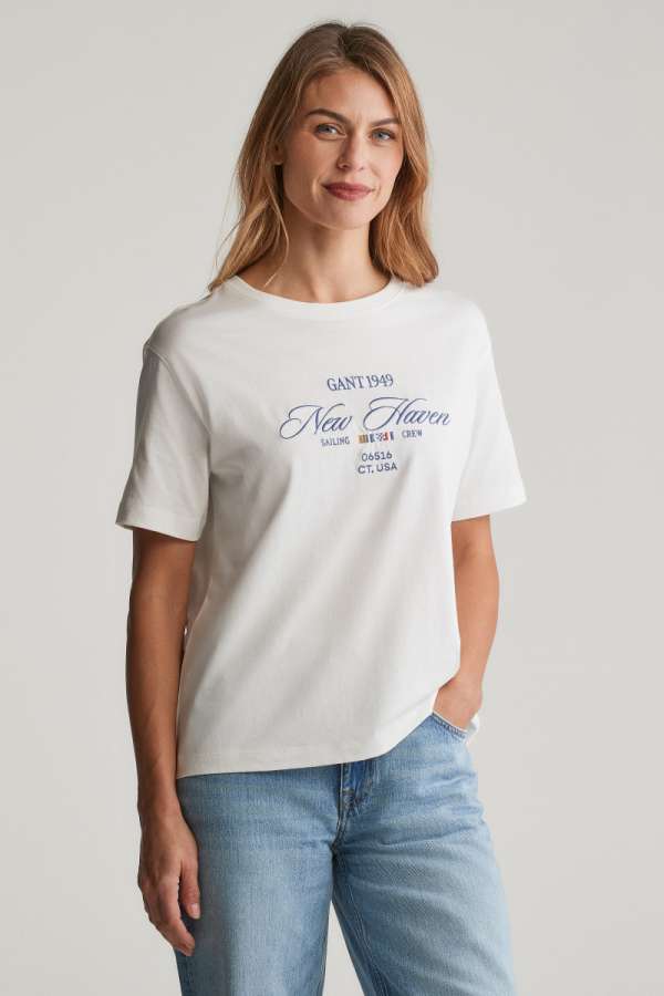 PÓLÓ GANT GRAPHIC SS T-SHIRT EGGSHELL