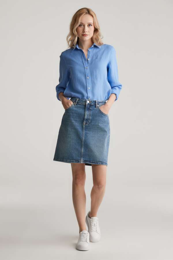 SZOKNYA GANT DENIM SKIRT MID BLUE BROKEN IN