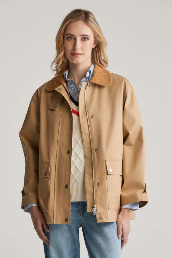 DZSEKI GANT CORDUROY COLLAR SAILING JACKET OAK BEIGE