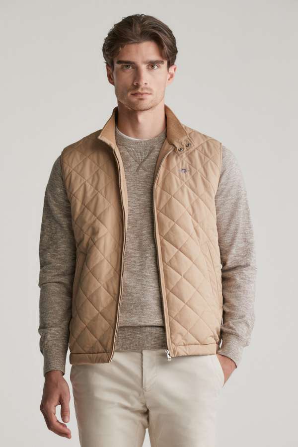 MELLÉNY GANT QUILTED WINDCHEATER VEST DARK KHAKI