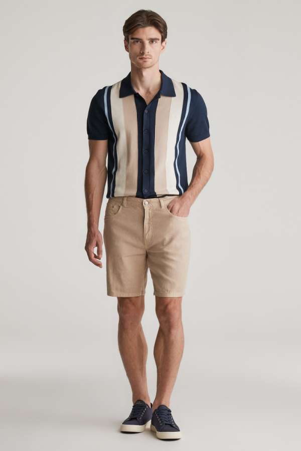 RÖVIDNADRÁG GANT REG COT/LINEN JEANS SHORTS DRY SAND