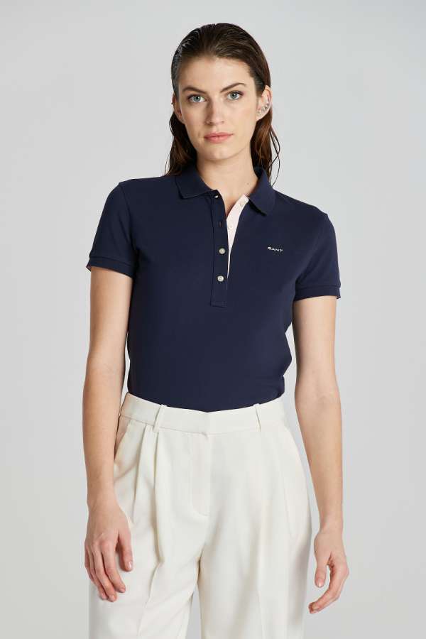 PÓLÓ GANT CONTRAT COLLAR  PIQUE POLO EVENING BLUE