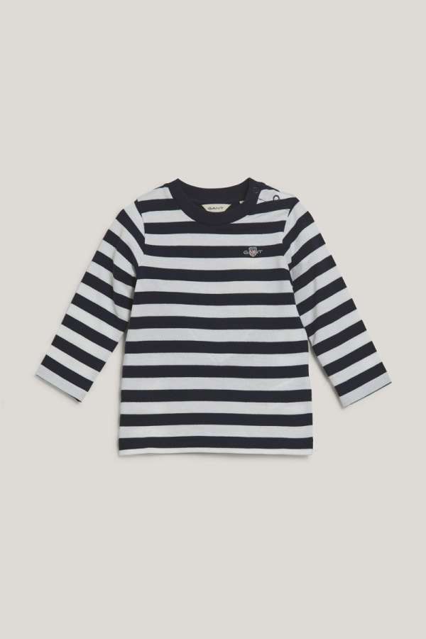 TOP GANT STRIPED SHIELD PIQUE LS TOP MARINE