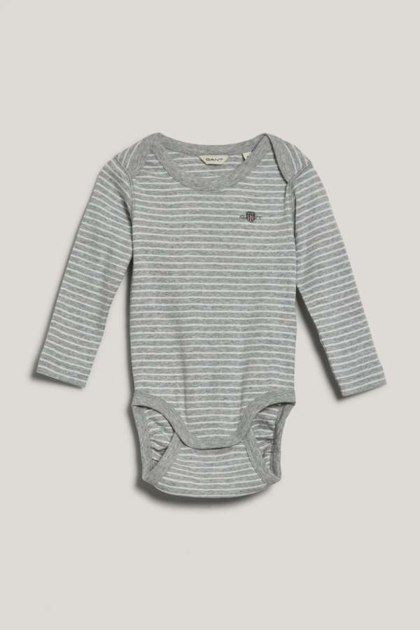 BODY GANT STRIPED SHIELD AMERICAN NECK BODY LIGHT GREY MELANGE