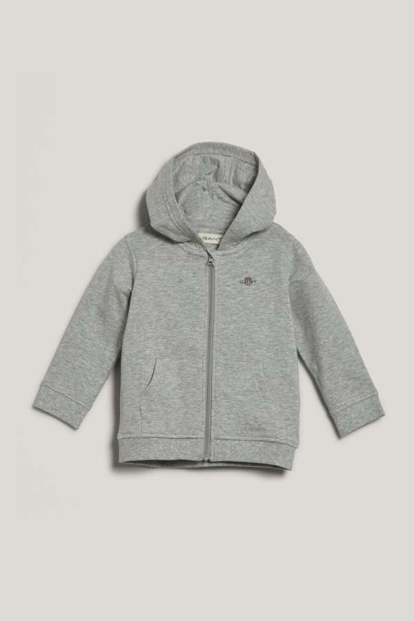 MELEGÍTŐ FELSŐ GANT SHIELD ZIP HOODIE LIGHT GREY MELANGE