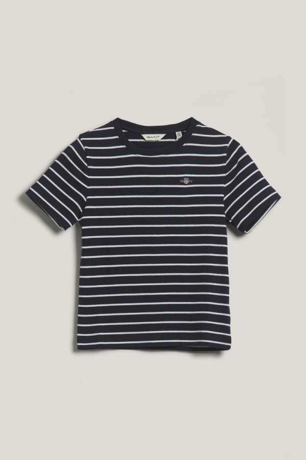 PÓLÓ GANT STRIPED SHIELD SLIM T-SHIRT EVENING BLUE