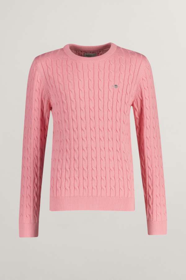 PULÓVER GANT SHIELD COTTON CABLE C-NECK GERANIUM PINK
