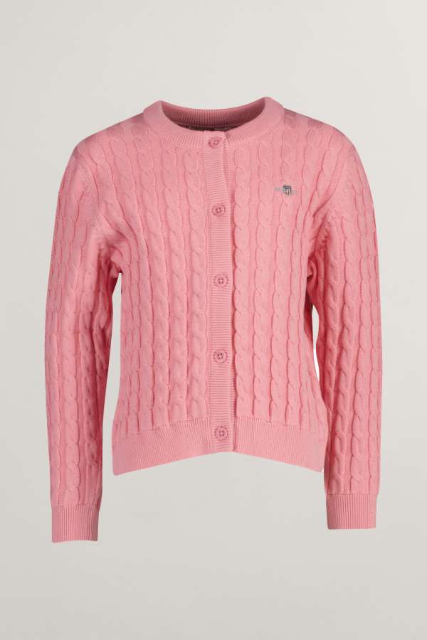 KARDIGÁN GANT SHIELD COTTON CABLE CARDIGAN GERANIUM PINK