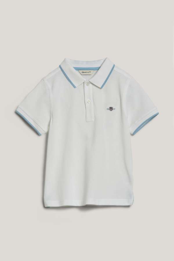 PÓLÓ GANT STRIPED POLO PIQUE RUGGER WHITE