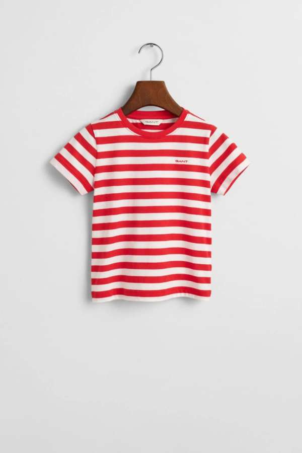 PÓLÓ GANT STRIPED SHIELD T-SHIRT BRIGHT RED