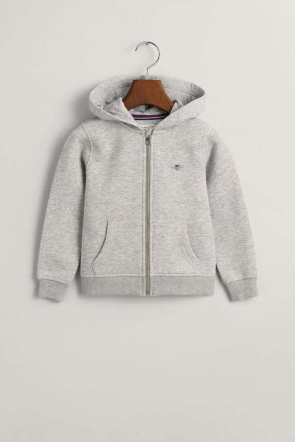 MELEGÍTŐ FELSŐ GANT SHIELD ZIP HOODIE LIGHT GREY MELANGE