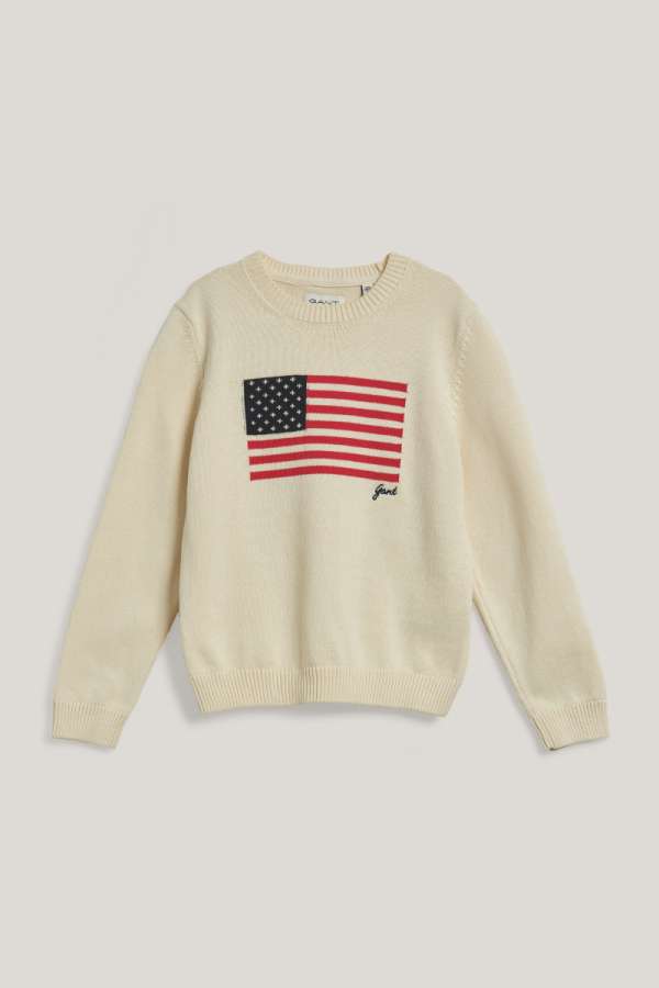 PULÓVER GANT FLAG KNIT C-NECK CREAM