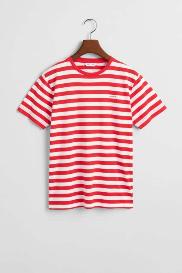 PÓLÓ GANT STRIPED SHIELD T-SHIRT BRIGHT RED