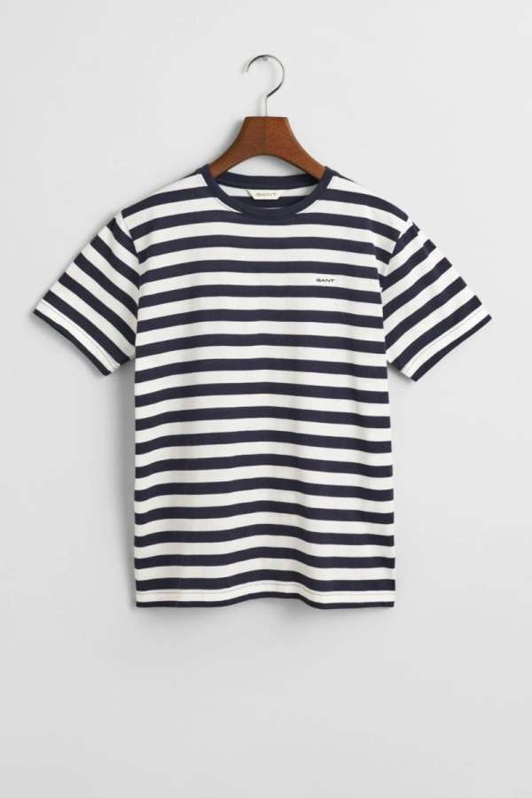 PÓLÓ GANT STRIPED SHIELD T-SHIRT EVENING BLUE