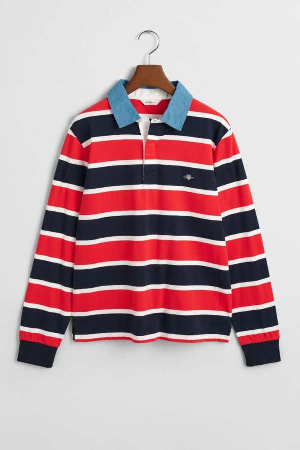 PÓLÓ GANT STRIPED SHIELD RUGGER EVENING BLUE