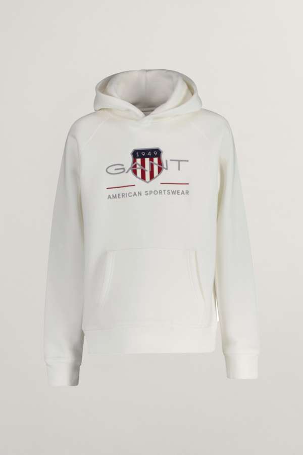 MELEGÍTŐ FELSŐ GANT ARCHIVE SHIELD HOODIE EGGSHELL