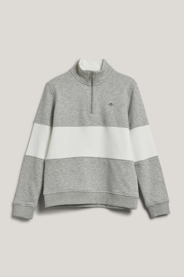 MELEGÍTŐ FELSŐ GANT COLOR BLOCKED SHIELD HALF ZIP LIGHT GREY MELANGE