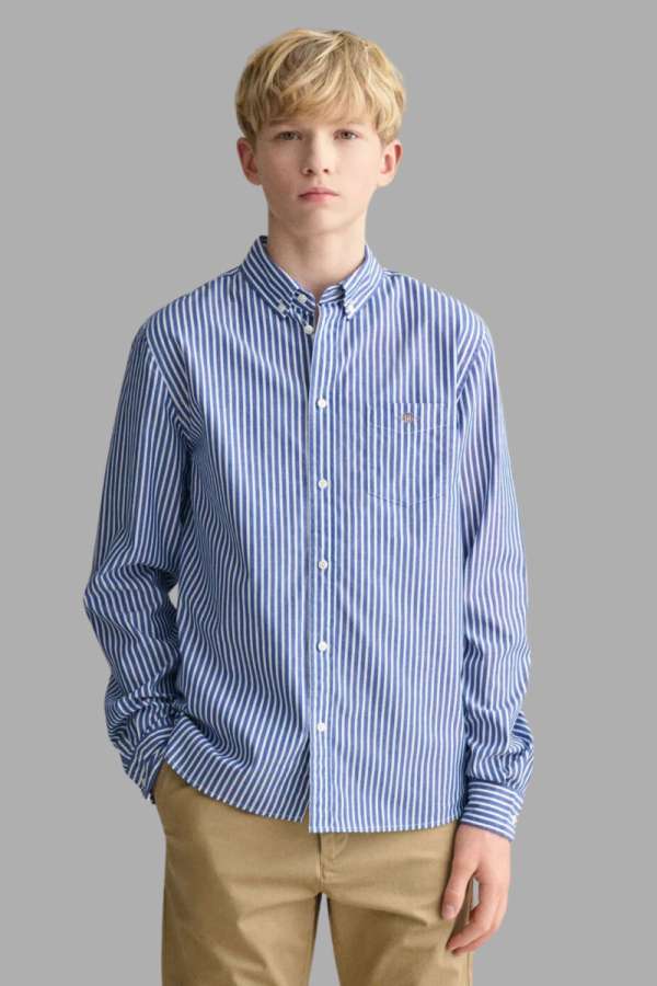 ING GANT STRIPED SHIELD POPLIN SHIRT COLLEGE BLUE