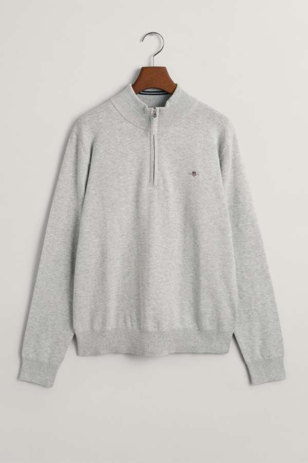 PULÓVER GANT SHIELD COTTON HALF ZIP LIGHT GREY MELANGE