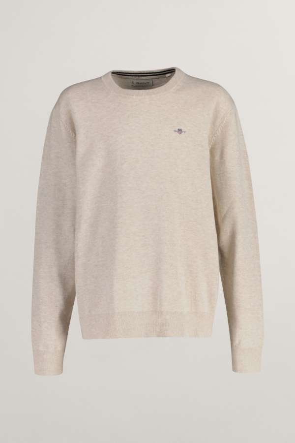 PULÓVER GANT SHIELD CLASSIC COTTON C-NECK LIGHT BEIGE MELANGE