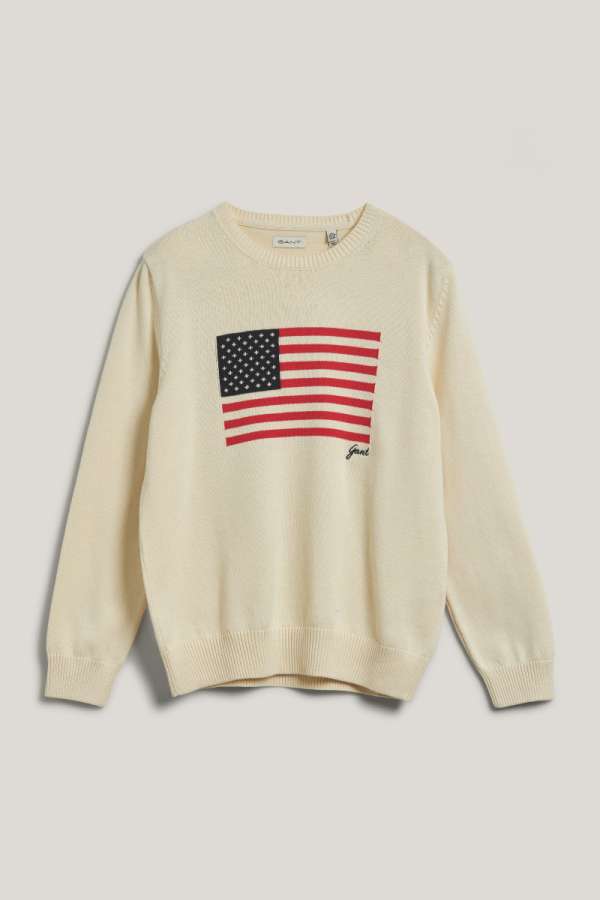 PULÓVER GANT FLAG KNIT C-NECK CREAM