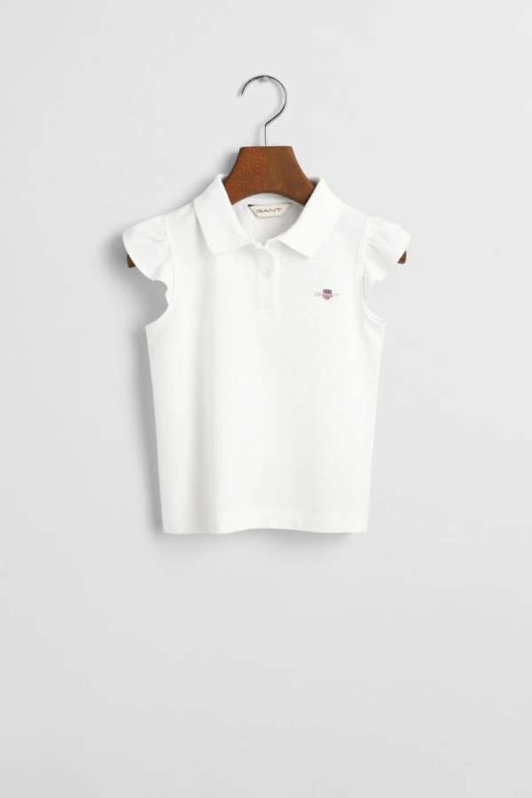 PÓLÓ GANT RUFFLED SHIELD PIQUE TOP WHITE