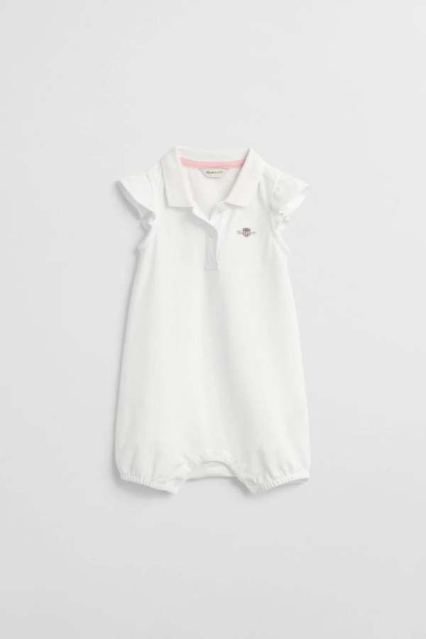 BODY GANT RUFFLED PIQUE ROMPER WHITE