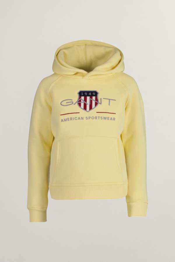 MELEGÍTŐFELSŐ GANT ARCHIVE SHIELD RAGLAN HOODIE DUSTY LIGHT YELLOW