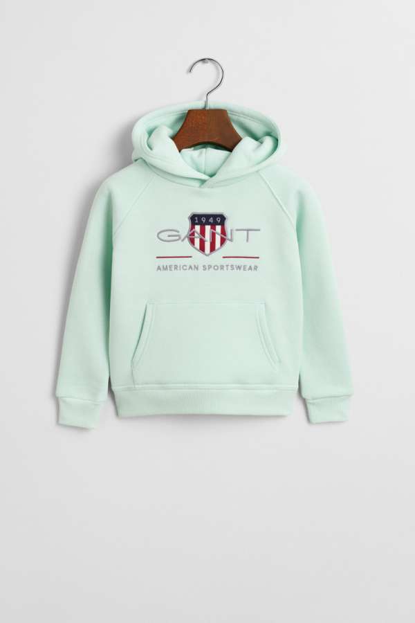 MELEGÍTŐFELSŐ GANT ARCHIVE SHIELD RAGLAN HOODIE FADED MINT