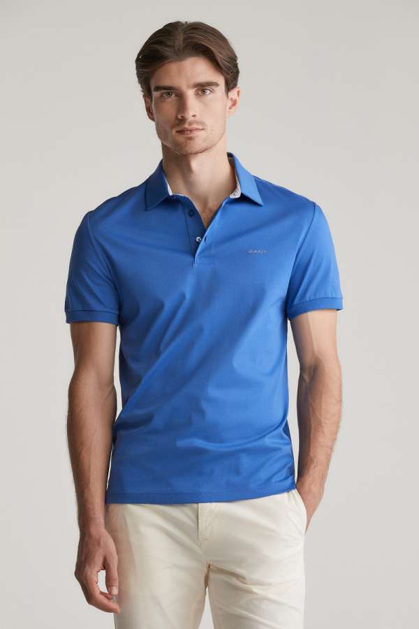 PÓLÓ GANT ERCERISED SS POLO RICH BLUE