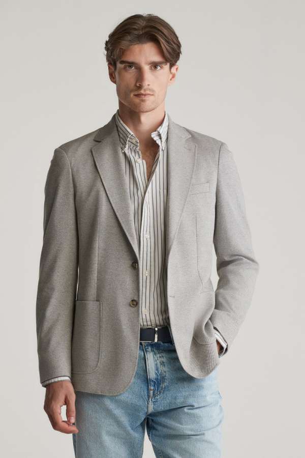 ZAKÓ GANT SLIM TWO-TONE JERSEY BLAZER GRAPHITE