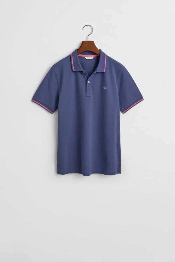 PÓLÓ GANT CONTRAST TIPPING SS PIQUE RUGGER DUSTY NAVY