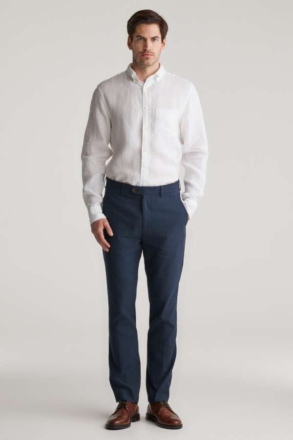 NADRÁG GANT SLIM COT/LINEN SUIT PANTS EVENING BLUE