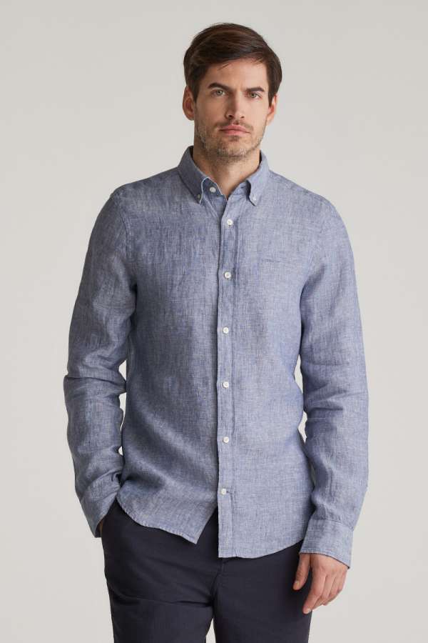 ING GANT LIM LINEN HIRT DUTY NAVY