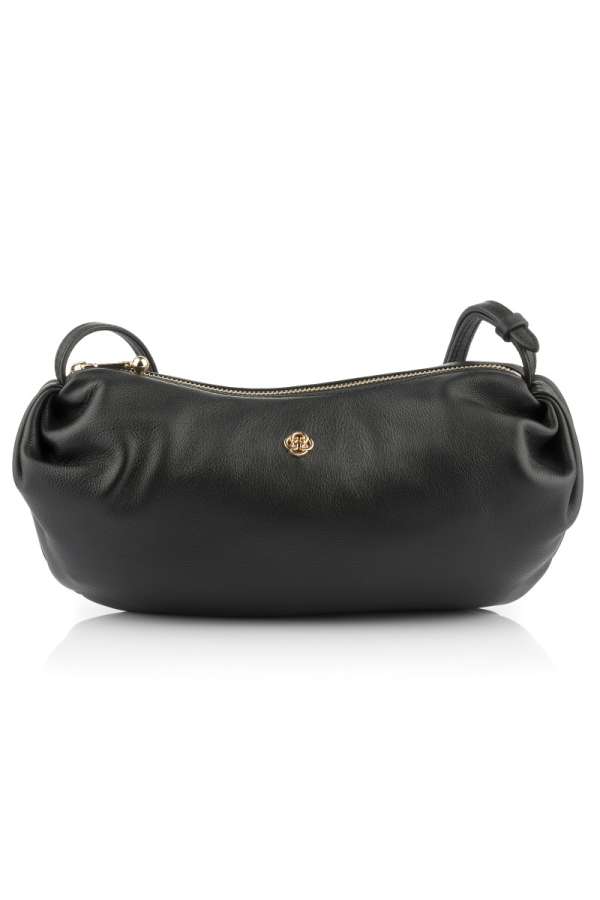 CROSSBODY GANT LAMB LEATHER RUCHED CROSSBODY BAG BLACK