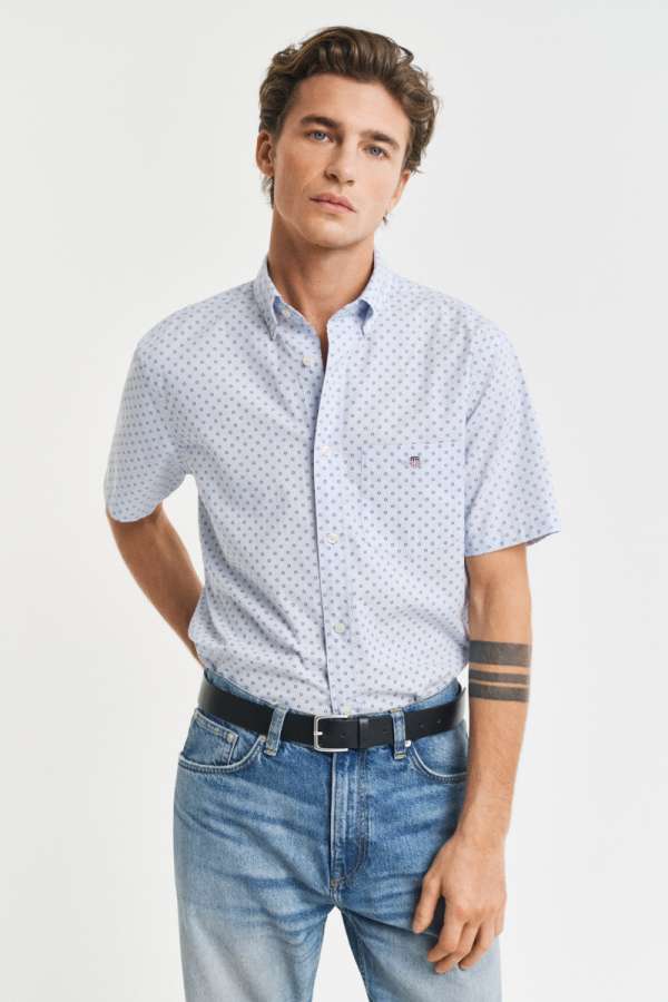 ING GANT REG ICRO PRINT SS SHIRT LIGHT BLUE