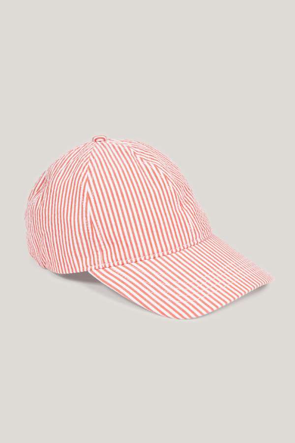 SAPKA GANT STRIPED SEERSUCKER CAP ORANGE RED