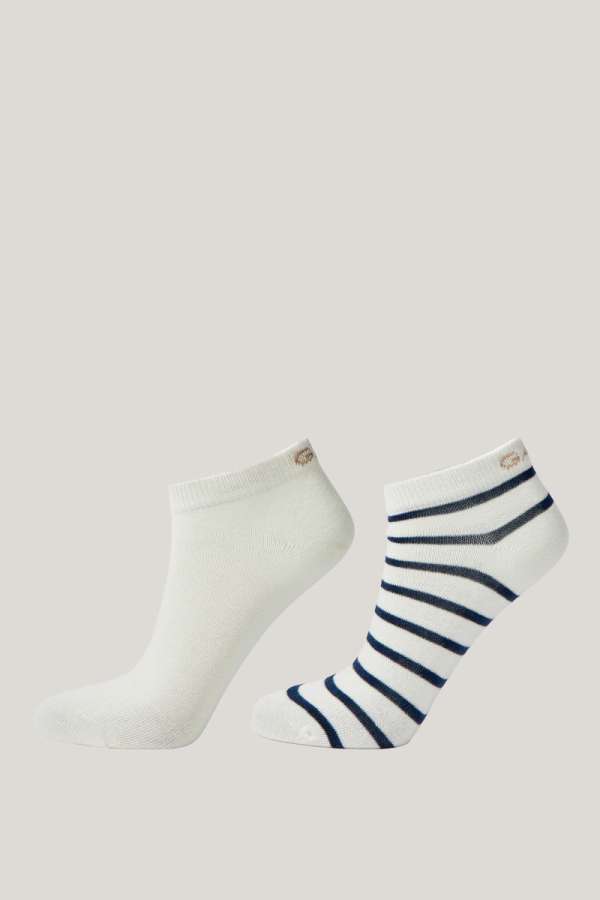 ZOKNI GANT STRIPE AND SOLID ANKLE SOCKS 2-P EGGSHELL