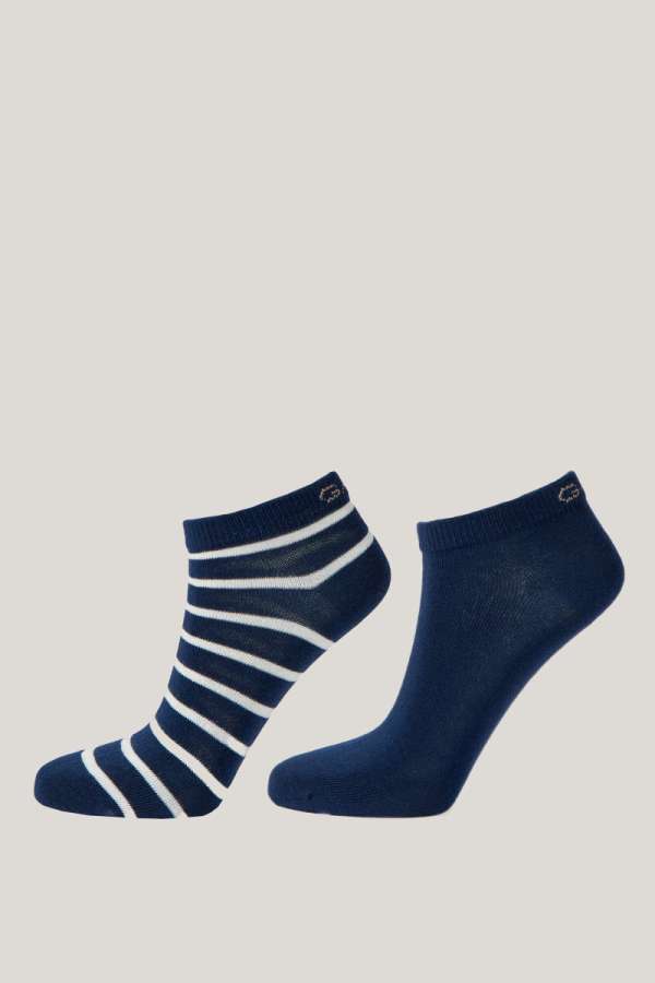 ZOKNI GANT STRIPE AND SOLID ANKLE SOCKS 2-P EVENING BLUE